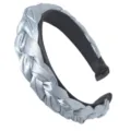 Hellblaue Satin geflochtene Haarreif, schicke einfarbige Haarschmuck Variante für elegante Damen. - Blaugrauer Zopf