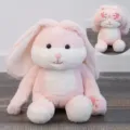Bonito conejito de peluche rosa con orejas caídas y diseño de cucú, muñeca suave. - Serie escondite - Conejo / 30 cm