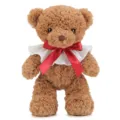 Brown Teddy Bear Plush Toy with Red Bow and White Collar Soft Stuffed Animal Gift - Brown Monica Bear