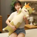 Muro peluche gatto lungo morbido animale cartone animato cuscino corpo comodo letto - Compagno mucca felice - Verde militare / 110 cm