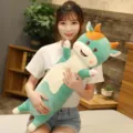 Cute long plush animal pillow soft cartoon stuffed toy for bedroom bed sleeping gift - Happy Cow Companion - Green