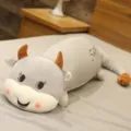 Simpatico cuscino lungo in peluche a forma di mucca, morbido animale di peluche per dormire. - 140cm / Mucca dalla coda lunga grigia