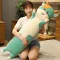 Cute long cat plush toy soft cartoon animal body pillow for bedroom and sleeping comfort. - Cute Cow Companion - Green