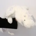 Peluche dragon blanc, joli coussin animal en peluche mignon variante en tissu doux argenté. - Petit dragon allongé (Blanc)
