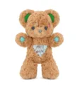 Cute brown plush teddy bear toy with green ears and heart patch, soft stuffed doll. - Bubblegum Bear, Brown