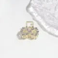 Goldfarbene kleine Haarklammer aus Metall mit funkelnden Strasssteinen für elegantes Styling. - Strass-Schleife (3 cm)