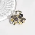 Kleine Strass Haarklammer Metall schwarze Kristalle eleganter Haarschmuck für Frisuren - Dunkelgrauer Strass