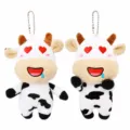 Carino cartone animato mucca peluche portachiavi giocattolo ciondolo borsa 15cm 18cm - Mucca Cuore / 18cm / Bianco e nero