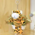 Süßer Plüsch Tiger Schlüsselanhänger, weiches Stofftier Taschenanhänger und Rucksack Accessoire. - Gestreifter Tiger-Anhänger - Braun / 14cm