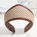 Retro woven leather crown headband elegant court style minimalist hair hoop for women - Woven Style / Khaki