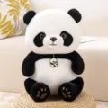 Cute sitting giant panda plush toy with sparkly eyes and cute paw prints, soft stuffed doll. - 24cm Panda Beibei