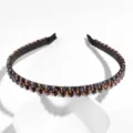 Elegant beaded crystal headband for women, stylish sparkling hair accessory for daily wear. - Navy Blue Gold Rhinestone Large Beads