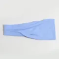Fascia per capelli in maglia azzurra, fascia larga unicolore da yoga per sport e fitness. - Fascia Annodata / Blu