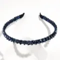 Dark blue crystal headband sparkling rhinestone hair hoop elegant party hair accessories - Wire-Wrapped Navy Blue