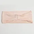 Fascia per capelli larga in maglia rosa chiaro, fascia da yoga unita e assorbente per sport. - Fascia Annodata / Beige