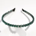 Dark green crystal rhinestone headband, elegant sparkly hair hoop for women girls daily party. - Wrapped Green