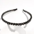 Elegant black rhinestone headband with sparkling crystal beads for women parties daily wear. - Wired Black (Dark Gray Wire)