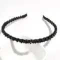 Black rhinestone headband, sparkling crystal hair hoop for women and daily party wear style. - Wired Pure Black