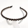 Black crystal beaded headband for women minimalist sparkly hair hoop stylish party hair accessory - Wired Black (Gold Wire)