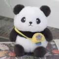 Simpatico portachiavi in peluche di panda con borsa gialla morbido animale imbottito kawaii - Panda con borsa giallo 11 cm