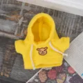 Felpa con cappuccio in peluche giallo per bambole, adorabile ricamo di orsetto carino. - Felpa con cappuccio per peluche - giallo