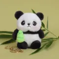Cute lying panda plush toy pendant with bamboo, soft stuffed animal keychain accessory for DIY decor. - 11cm Bamboo Shoot Panda Keychain