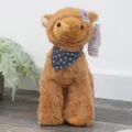 Morbido peluche alpaca marrone con sciarpa floreale e decorazione di fiori regalo. - Alpaca Weika - marrone / 40 cm