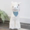 Simpatico peluche alpaca bianco con sciarpa floreale blu, morbida bambola regalo. - Alpaca Weika - bianco / 40 cm
