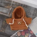 Felpa con cappuccio in peluche marrone per bambola, con ricamo orsetto, vestito in miniatura. - Felpa con cappuccio marrone - Accessorio E