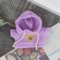 Purple plush doll hoodie cute bear embroidery soft cotton doll clothes winter warm outfit - Purple Hoodie - Accessory E
