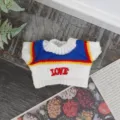 Cute knitted sweater clothes for cotton dolls, colorful striped doll apparel accessories. - Sweater with Red 'Love' Text - Accessory E