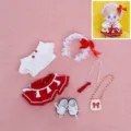 Set di abiti per bambola di cotone, top bianco e gonna rossa con scarpe e accessori carini. - Completo di Abbigliamento / Rosso