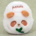 Cute plush panda keychain stuffed animal fluffy toy pendant with embroidered green leaf detail. - Panda Head Coin Purse - Brown 10cm