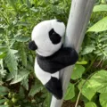 Cute panda plush toy doll hanging ornament for bag backpack decor green plant background style - 11cm Small Magnet Pandas