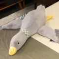 Oca di peluche grigia, cuscino morbido, simpatica bambola di anatra per letto e stanza. - Oca grigia Huahua / 75 cm