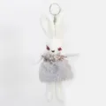 Schluesselanhanger aus Pluesch Kaninchen flauschiger grauer Rock niedliche Taschenanhaenger - Weißer Mumu-Hase