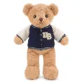 Simpatico orsacchiotto di peluche con elegante giacca da baseball come regalo - 47cm / Orsetto di peluche in giacca da baseball - Marrone chiaro e blu