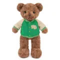 Ours En Peluche Mignon Animal En Peluche Veste De Baseball Poupée Cadeau Jouet - Ours en peluche avec veste de baseball - marron foncé - vert