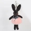 Cute ballet rabbit plush keychain, black and pink fluffy bunny doll bag pendant, sweet girl gift. - Black Mumu Bunny Plush / 20cm