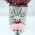 Süßes Ballett-Kaninchen-Plüschtier mit rosa flauschigem Kleid, weiches Stofftier für Mädchen. - Grauer Mumu-Hase