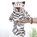 Weißer Tiger Plüschtier weiches Stofftier süße Puppe Kinder Geburtstagsgeschenk Spielzeug - 26cm / Tiger mit Hängebeinen - Weiß mit schwarzen Streifen