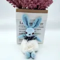 Niedlicher blau-weißer Plüschhase, weiche Stofftier Puppe für Mädchen, süßes Geschenk. - Blauer Mumu-Hase