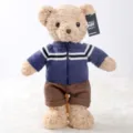 Cute plush teddy bear toy with blue striped knit sweater and brown shorts gift. - Jace Bear - Blue / Approx. 40CM