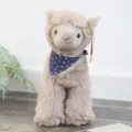 Simpatico peluche alpaca con bandana floreale blu e morbida bambola farcita come regalo per bambini - Alpaca Weika - grigio / 40 cm