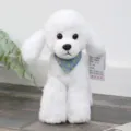 Peluche barboncino bianco simpatico cane imbottito bambola con bandana floreale blu regalo - 25cm / Barboncino - Bianco