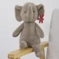 Cute corduroy plush elephant toy, soft stuffed animal doll for kids gift and home decor room. - Gray / 48cm