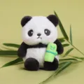 Cute round panda plush toy doll keychain fluffy animal backpack pendant birthday gift - 11cm Bamboo Pandas