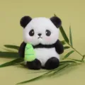 Cute fluffy panda plush toy pendant, soft stuffed animal doll bag keychain ornament. - 11cm Bamboo Shoot Pandas