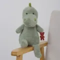 Green corduroy dinosaur plush toy, cute soft stuffed animal doll, soothing companion gift for kids. - Light Green