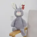 Grey corduroy plush bunny toy, soft floppy ear stuffed animal rabbit doll for kids gift - Blue
